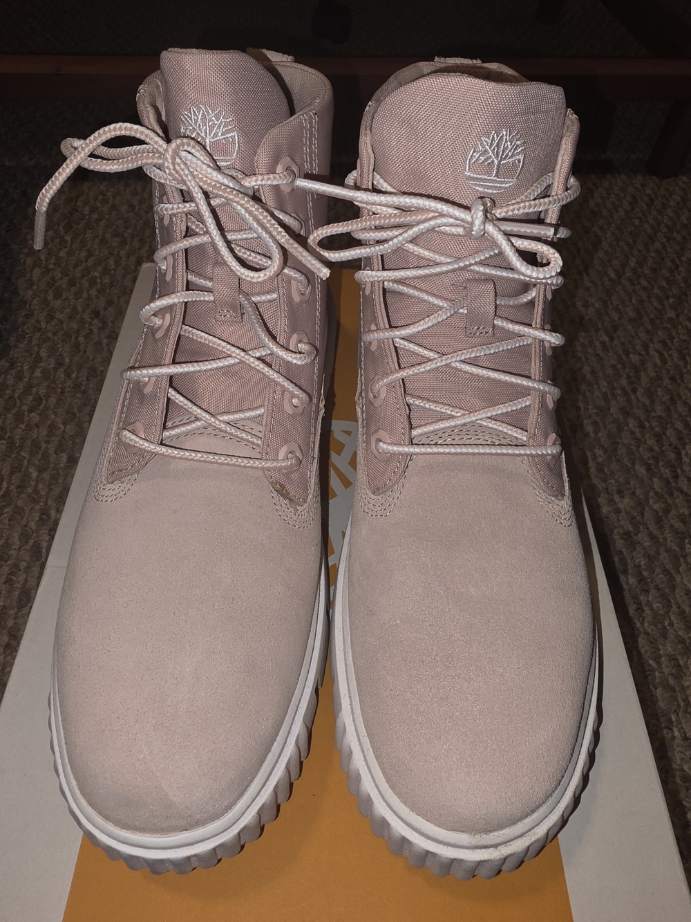 Timberland Light Pink Suede Greyfield Lace-Up Boot Worn Twice. Firm Price